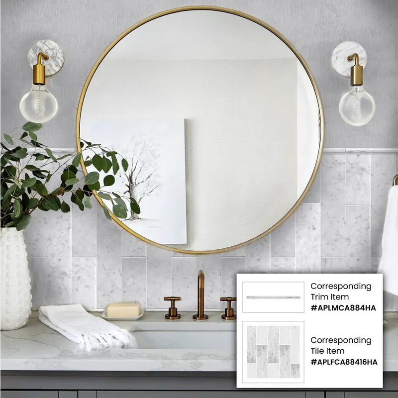 White 4x16 Honed Subway Bianco Carrara Marble Tile (10 pack, 4.44 sq ft/case) by Apollo Tile