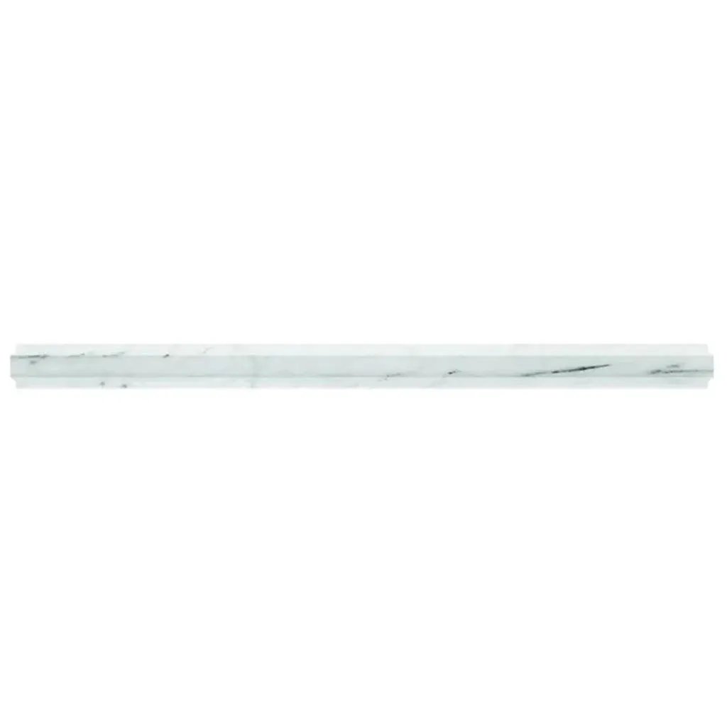 Pearl White 0.8x12 Polished Bianco Carrara Pencil Marble Tile Trim (10 pack, 0.667 sq ft/case) by Apollo Tile