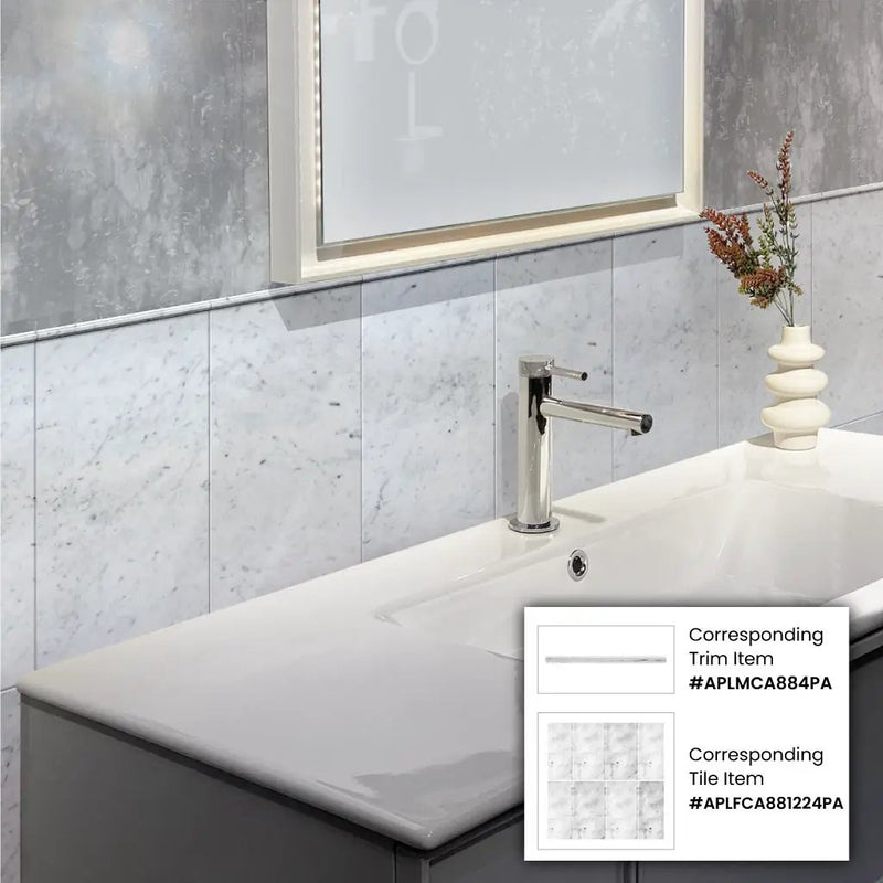 White 12x24 Polished Field Bianco Carrara Marble Tile (5 pack, 10 sq ft/case) by Apollo Tile