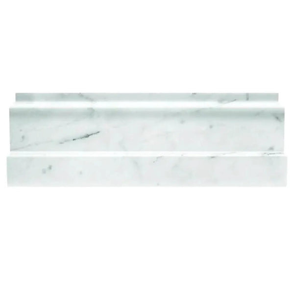White 4x12 Polished Bianco Carrara Baseboard Marble Tile Trim (10 pack, 3.33 sq ft/case)