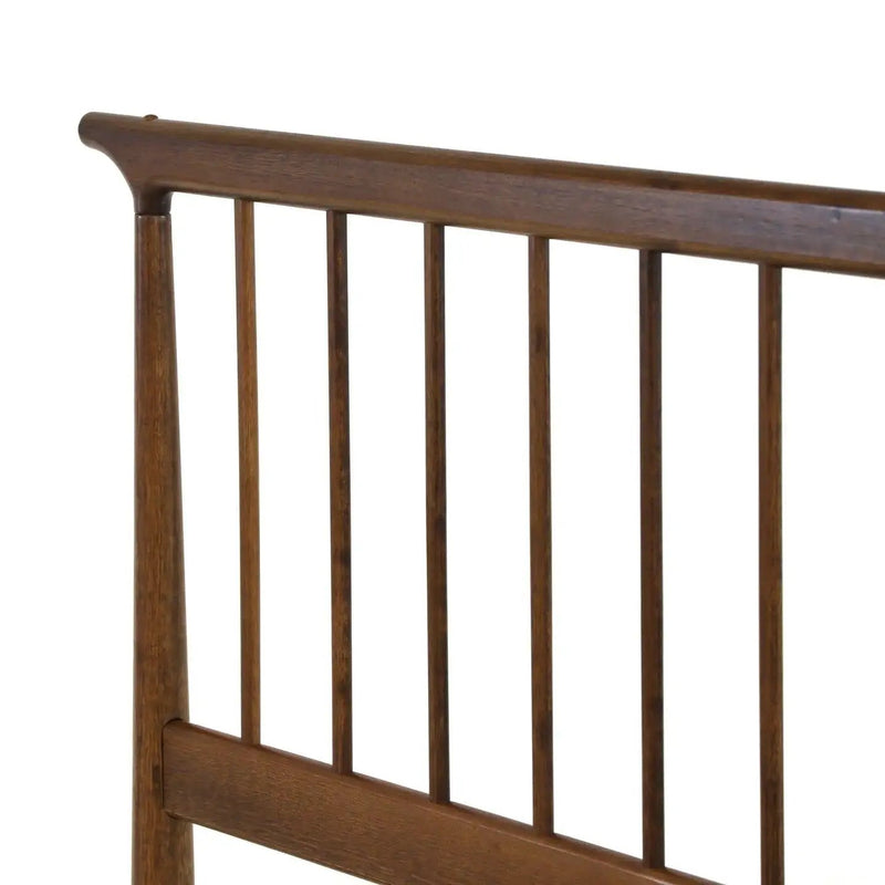 King Size Hardwood Mid Century Platform Bed Frame with Headboard in Walnut by HomePacific