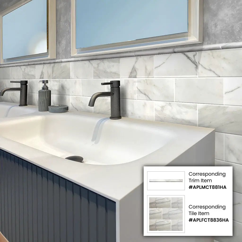 White 3x6 Honed Subway Calacatta Gold Marble Tile (40 pack, 5 sq ft/case) by Apollo Tile