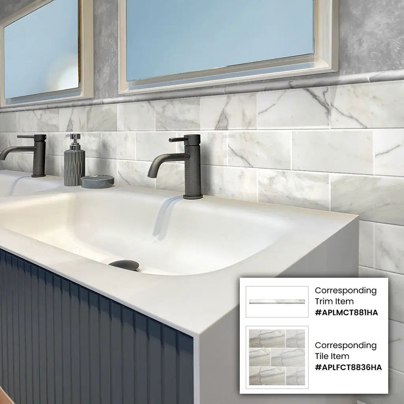 White 3x6 Honed Subway Calacatta Gold Marble Tile (40 pack, 5 sq ft/case) by Apollo Tile