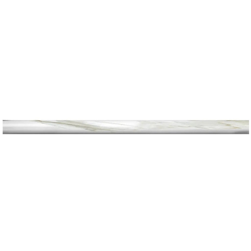 White 0.5x12 Polished Calacatta Gold Pencil Marble Tile Trim (10 pack, 0.5 sq ft/case) by Apollo Tile