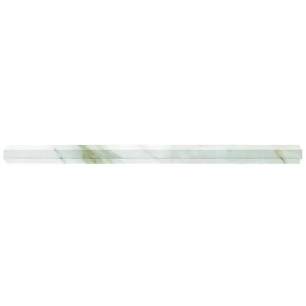 Snow White 0.8x12 Honed Calacatta Gold Pencil Marble Tile Trim (10 pack, 0.667 sq ft/case) by Apollo Tile