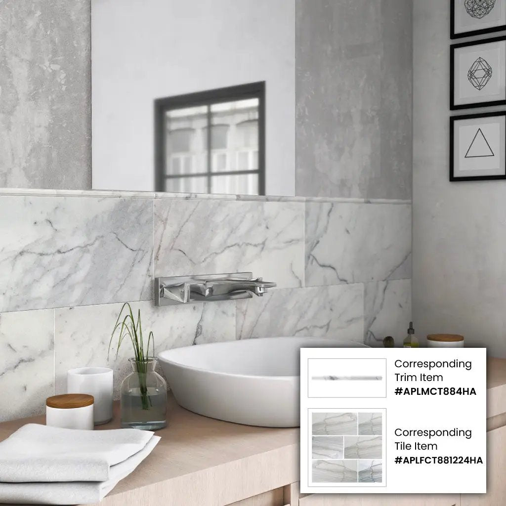 White Gray 12x24 Honed Field Calacatta Gold Marble Tile (5 pack, 10 sq ft/case) by Apollo Tile