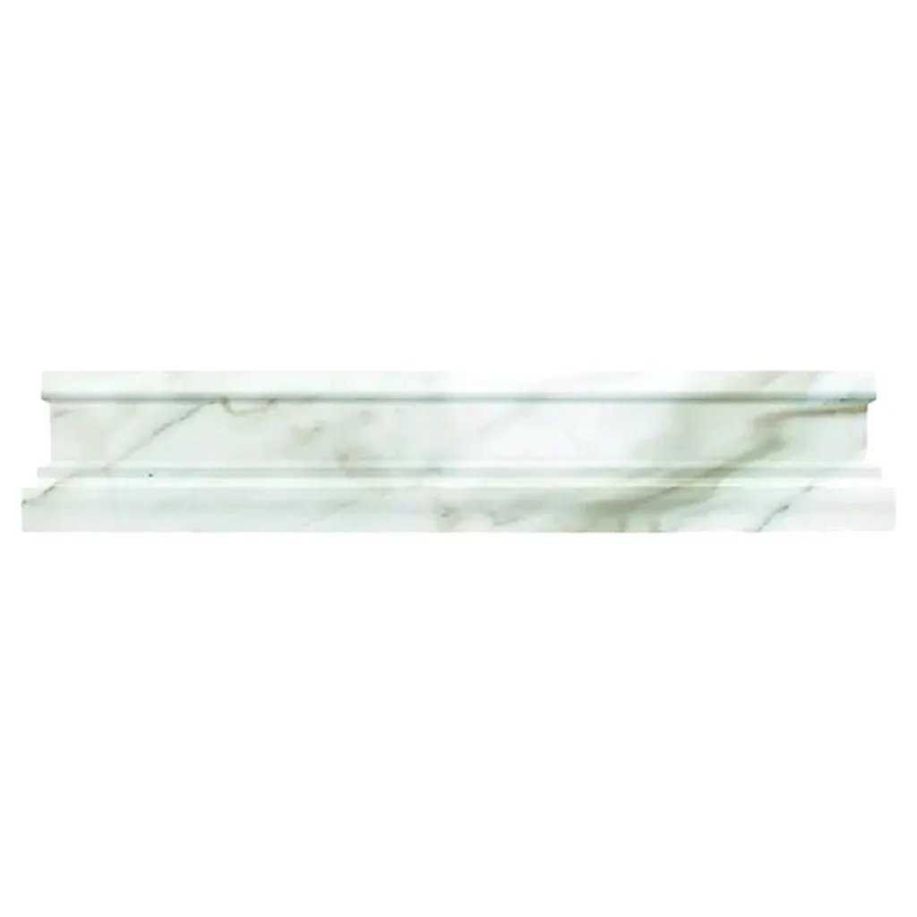 White 2x12 Polished Calacatta Gold Chair Rail Marble Tile Trim (10 pack, 1.667 sq ft/case) by Apollo Tile