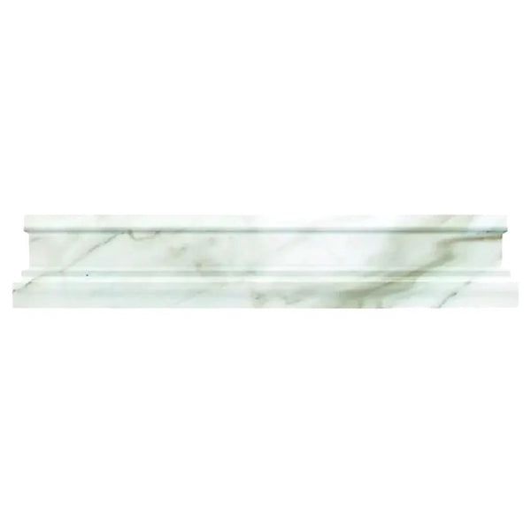 White 2x12 Polished Calacatta Gold Chair Rail Marble Tile Trim (10 pack, 1.667 sq ft/case)