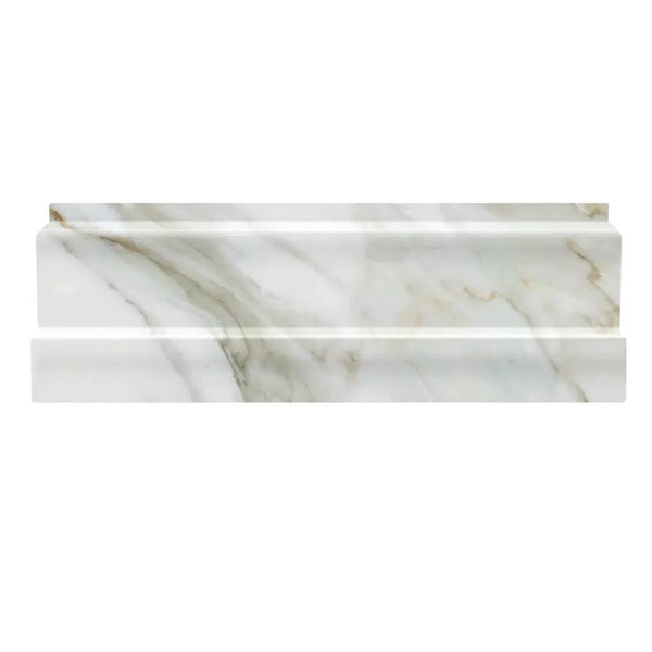 White 4x12 Polished Calacatta Gold Baseboard Marble Tile Trim (10 pack, 3.33 sq ft/case)