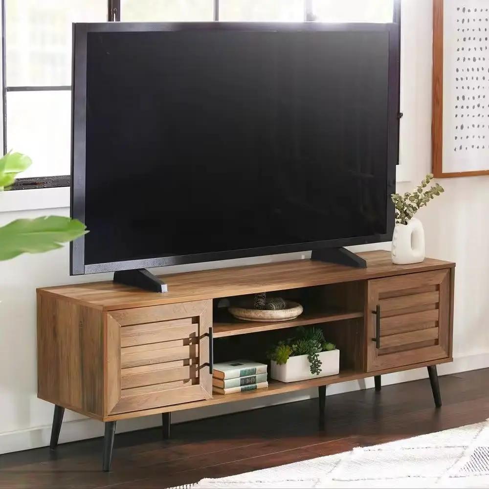 Modern Rustic Wood Finish TV Stand with Mid-Century Legs - for TV up to 65-inch by HomePacific