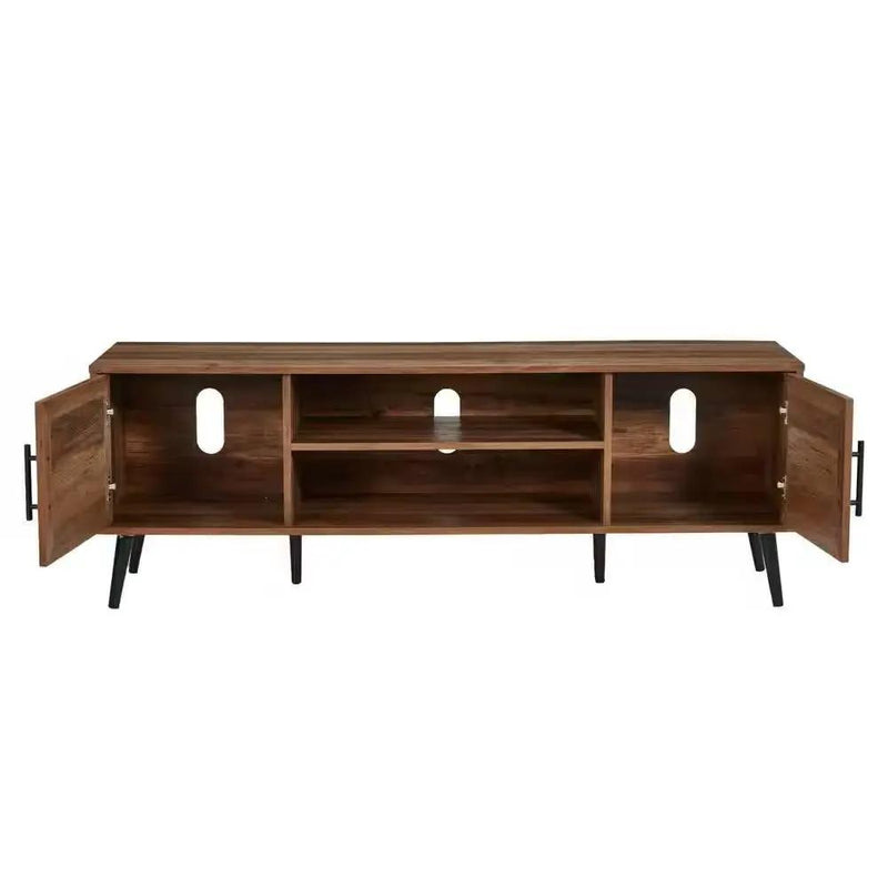 Modern Rustic Wood Finish TV Stand with Mid-Century Legs - for TV up to 65-inch by HomePacific