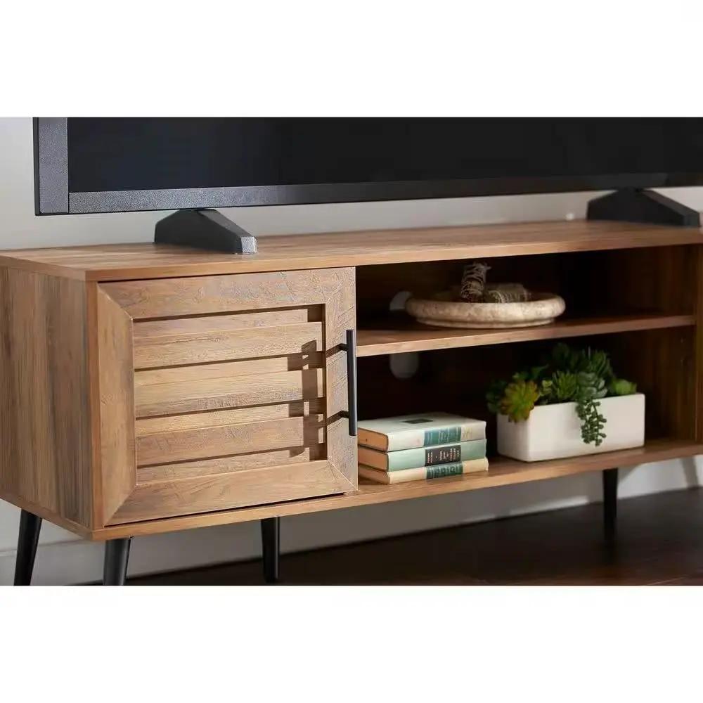 Modern Rustic Wood Finish TV Stand with Mid-Century Legs - for TV up to 65-inch by HomePacific