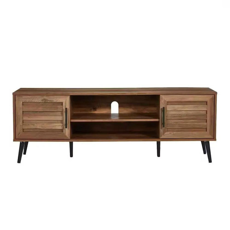 Modern Rustic Wood Finish TV Stand with Mid-Century Legs - for TV up to 65-inch by HomePacific