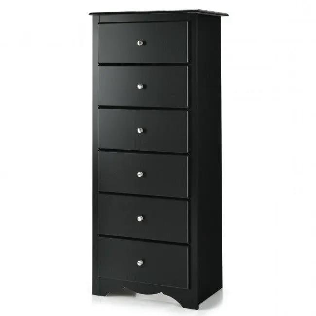 Modern Black 6 Drawer Tall Wood Dresser Chest by HomePacific