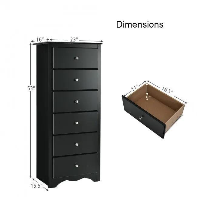 Modern Black 6 Drawer Tall Wood Dresser Chest by HomePacific