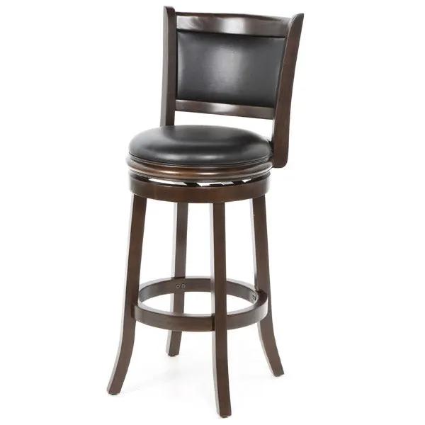 Cappuccino 29-inch Swivel Barstool with Faux Leather Cushion Seat by HomePacific