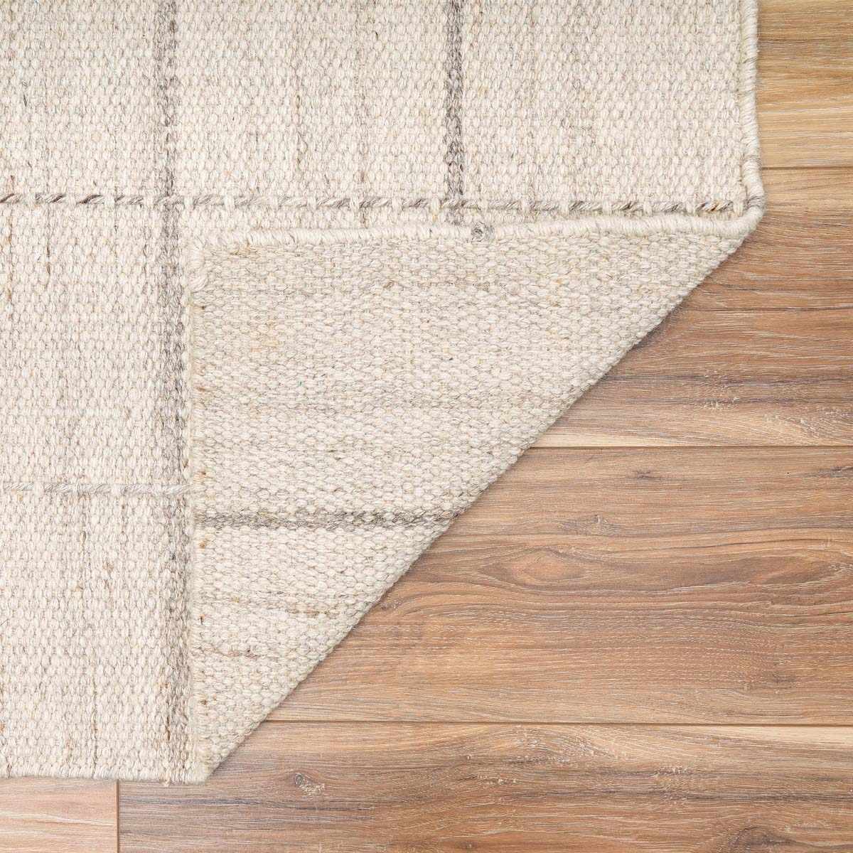 Nissa Cream Checkered Wool Rug by Boutique Rugs