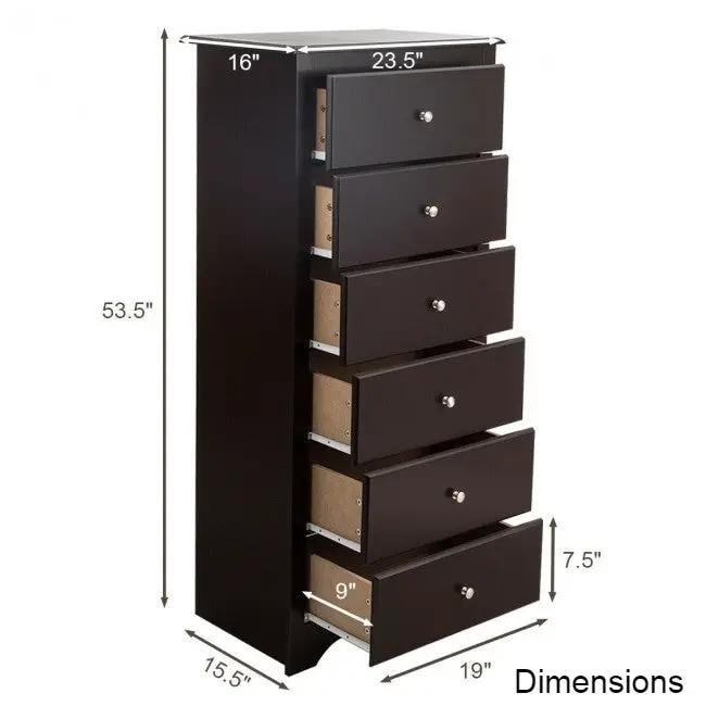 Modern Espresso 6 Drawer Tall Wood Dresser Chest by HomePacific