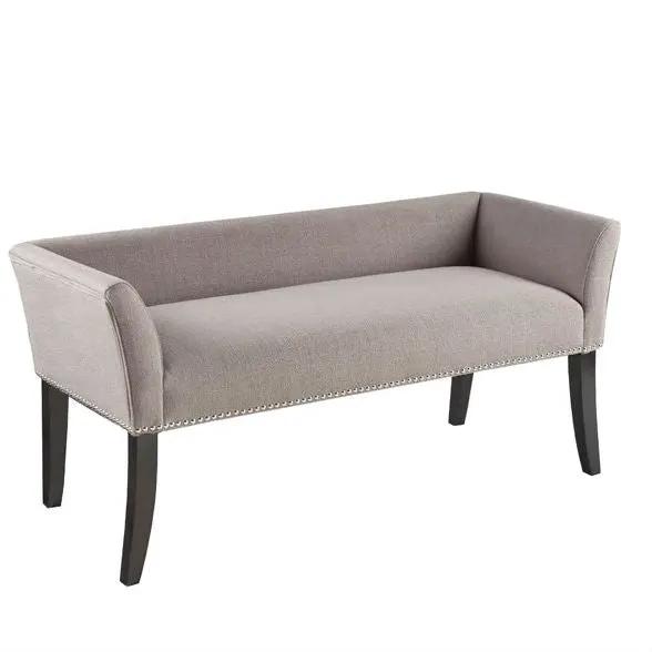 Modern Mid-Century Grey Upholstered Accent Bench by HomePacific