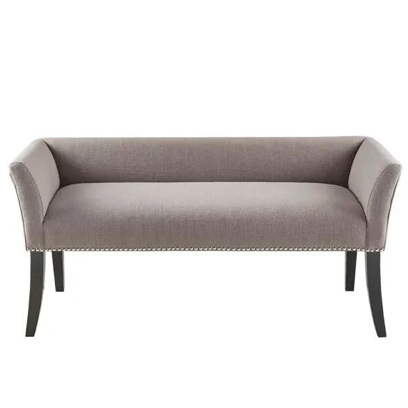 Modern Mid-Century Grey Upholstered Accent Bench by HomePacific