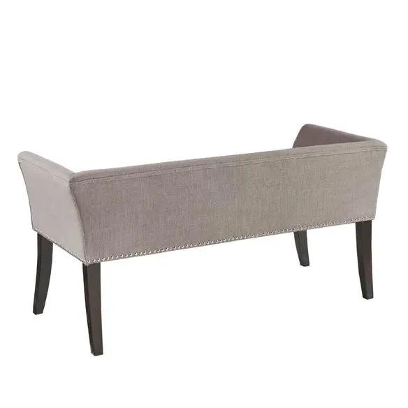 Modern Mid-Century Grey Upholstered Accent Bench by HomePacific