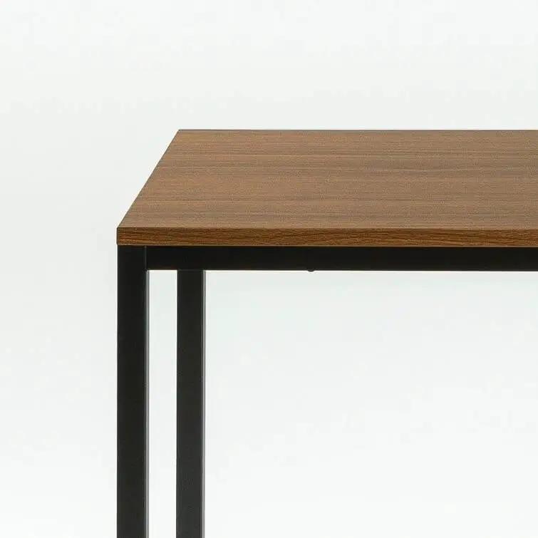 Modern Home Office Desk with Black Metal Frame and Brown Wood Top by HomePacific