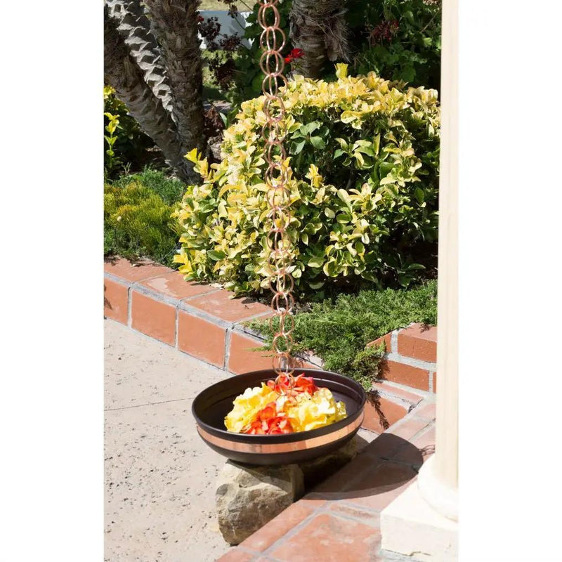 Pure Copper Rings 8.5-ft Rain Chain Rain Gutter Downspout by HomePacific