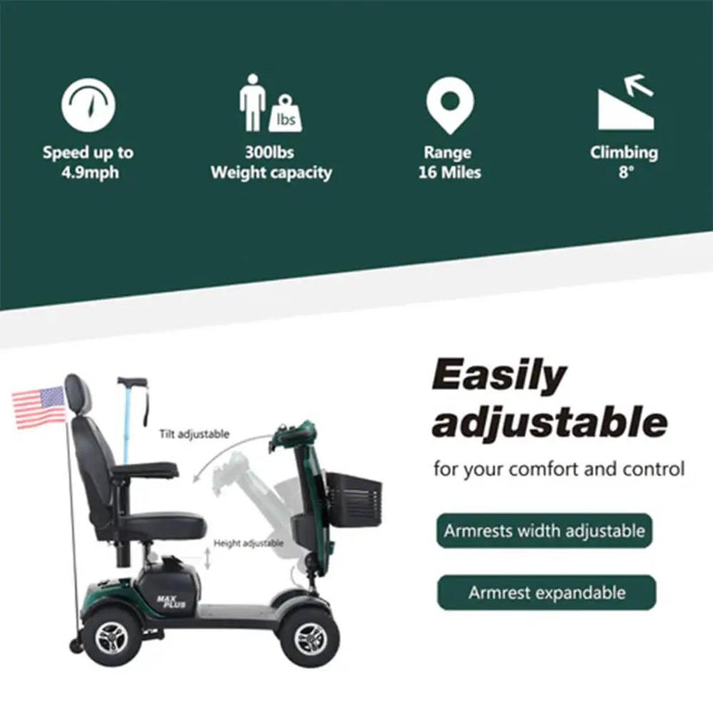 Metro Mobility Max Plus 24V/20AH Heavy Duty Electric Drive Mobility Scooter, 300LBS (SAK93164) by SAKSBY WHOLESALE