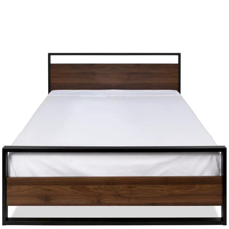 Modern FarmHome Queen Low Profile Metal Wood Platform Bed by HomePacific