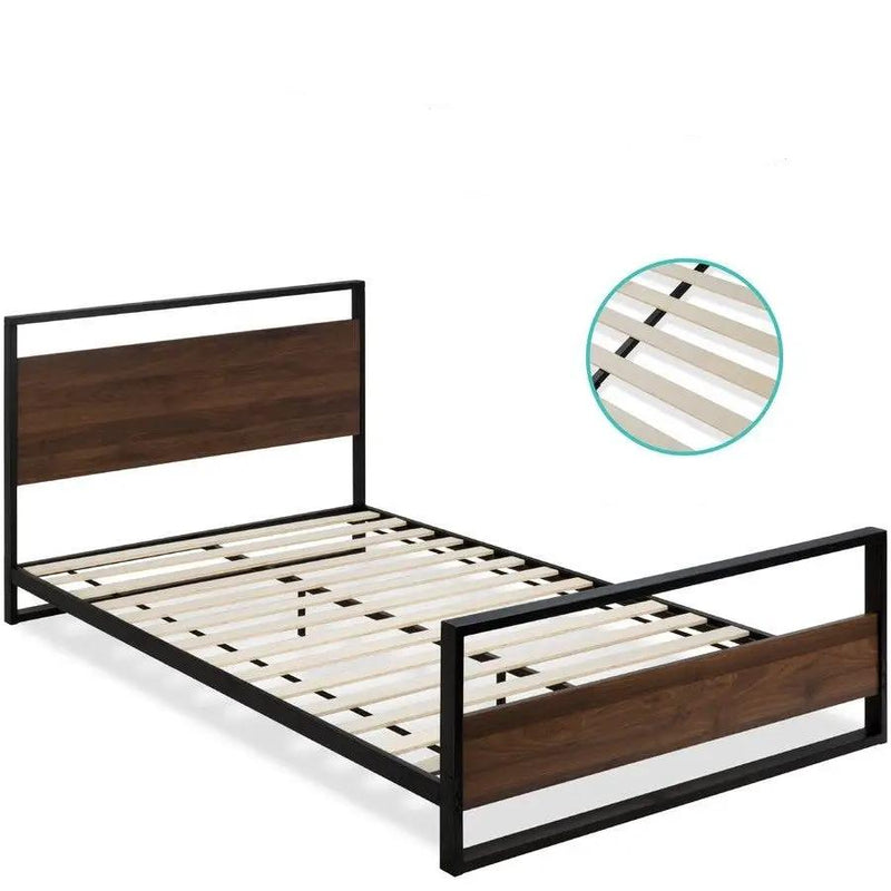 Modern FarmHome Queen Low Profile Metal Wood Platform Bed by HomePacific