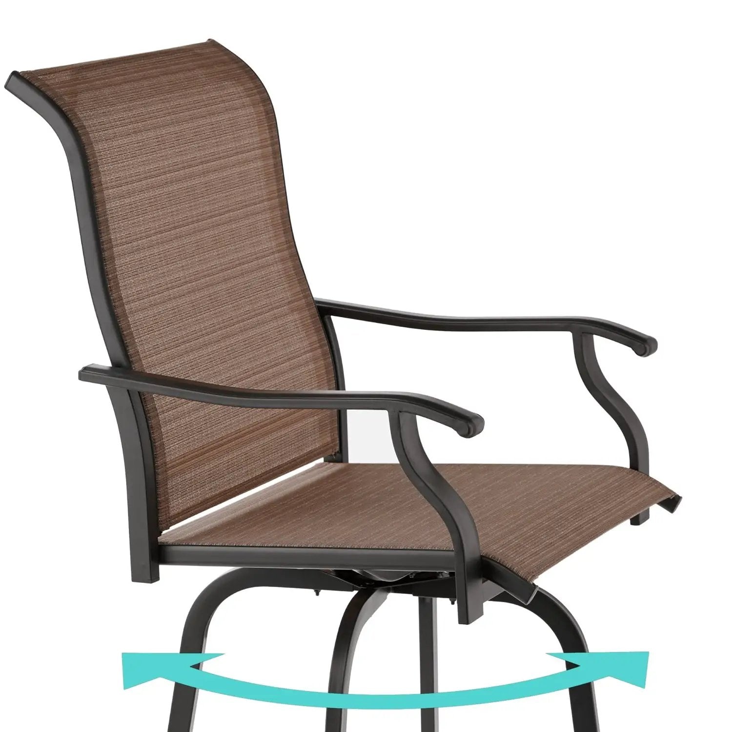 Set of 2 Brown All-Weather Mesh Swivel Barstools by HomePacific