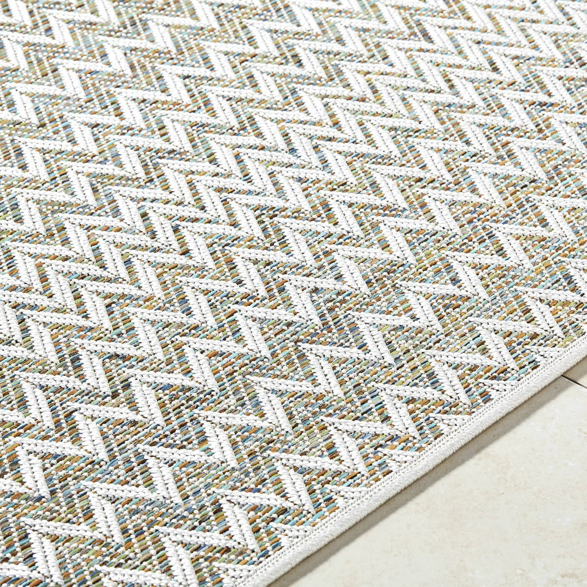 Alazne Ivory Outdoor Area Rug, photo 7 of 8