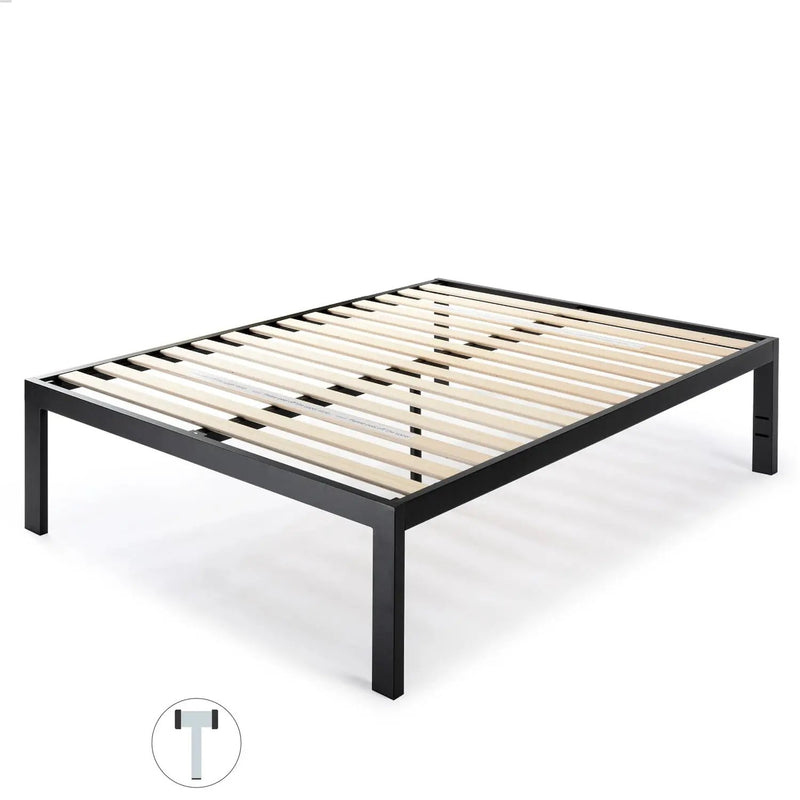 Full size 18 Inch Easy Assemble Metal Platform Bed Frame Wooden Slats by HomePacific