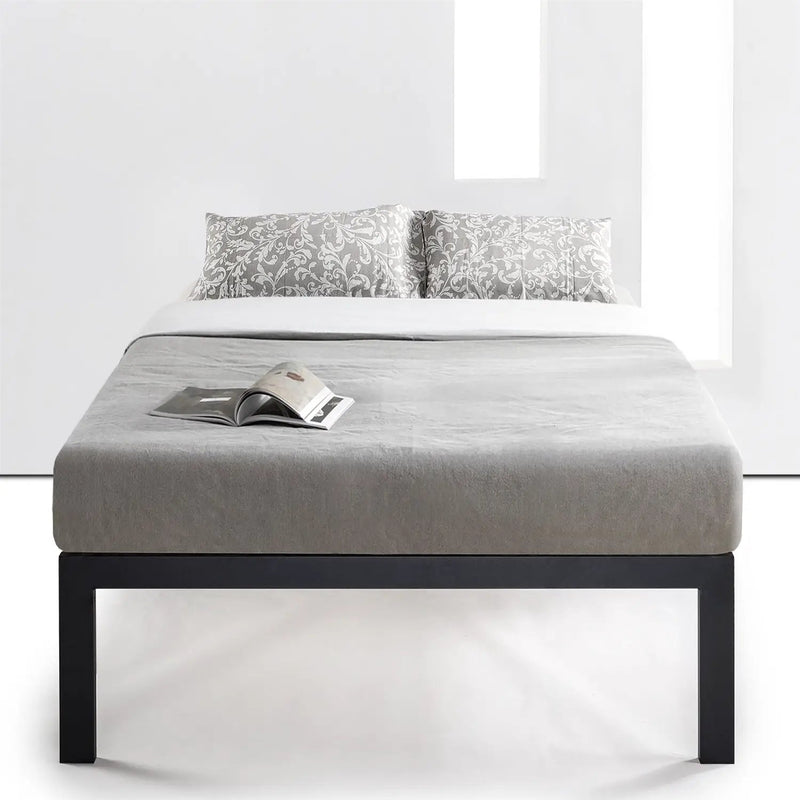 Full size 18 Inch Easy Assemble Metal Platform Bed Frame Wooden Slats by HomePacific