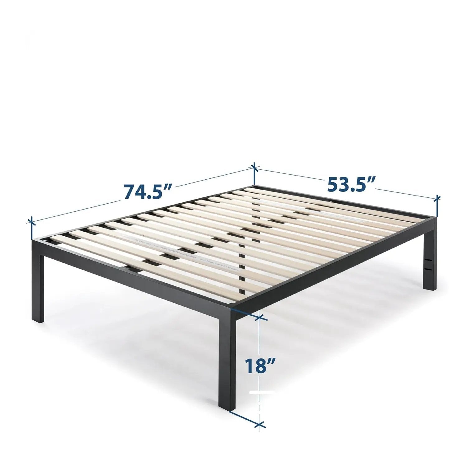 Full size 18 Inch Easy Assemble Metal Platform Bed Frame Wooden Slats by HomePacific