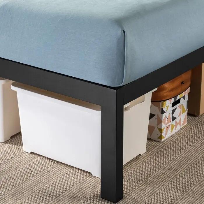 Full size 18 Inch Easy Assemble Metal Platform Bed Frame Wooden Slats by HomePacific