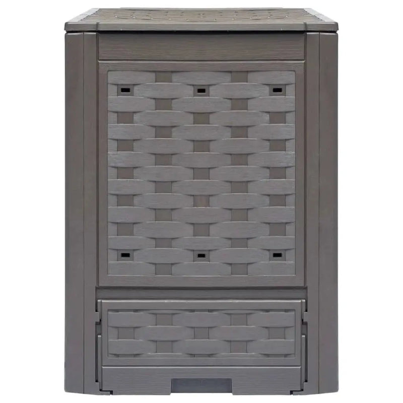 Set of 2 - Outdoor Garden 158 Gallon Compost Bin Set in Brown Plastic Rattan by HomePacific