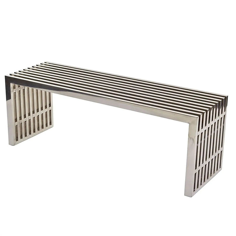 Modern Mid-Century Stainless Steel Accent Bench by HomePacific