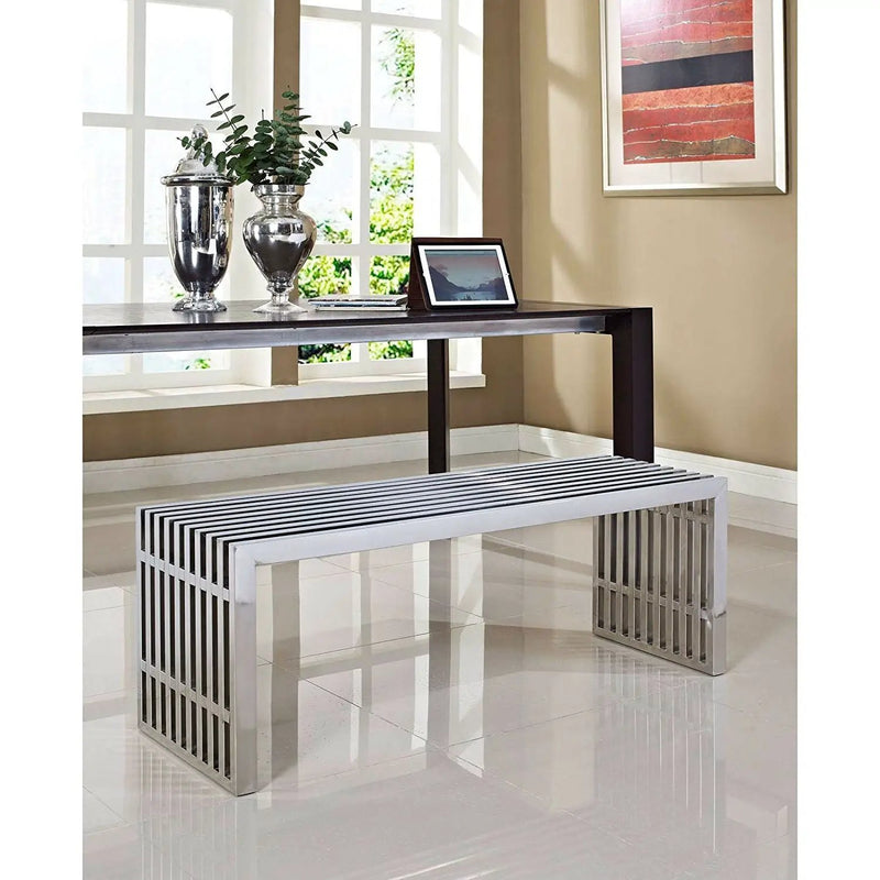 Modern Mid-Century Stainless Steel Accent Bench by HomePacific