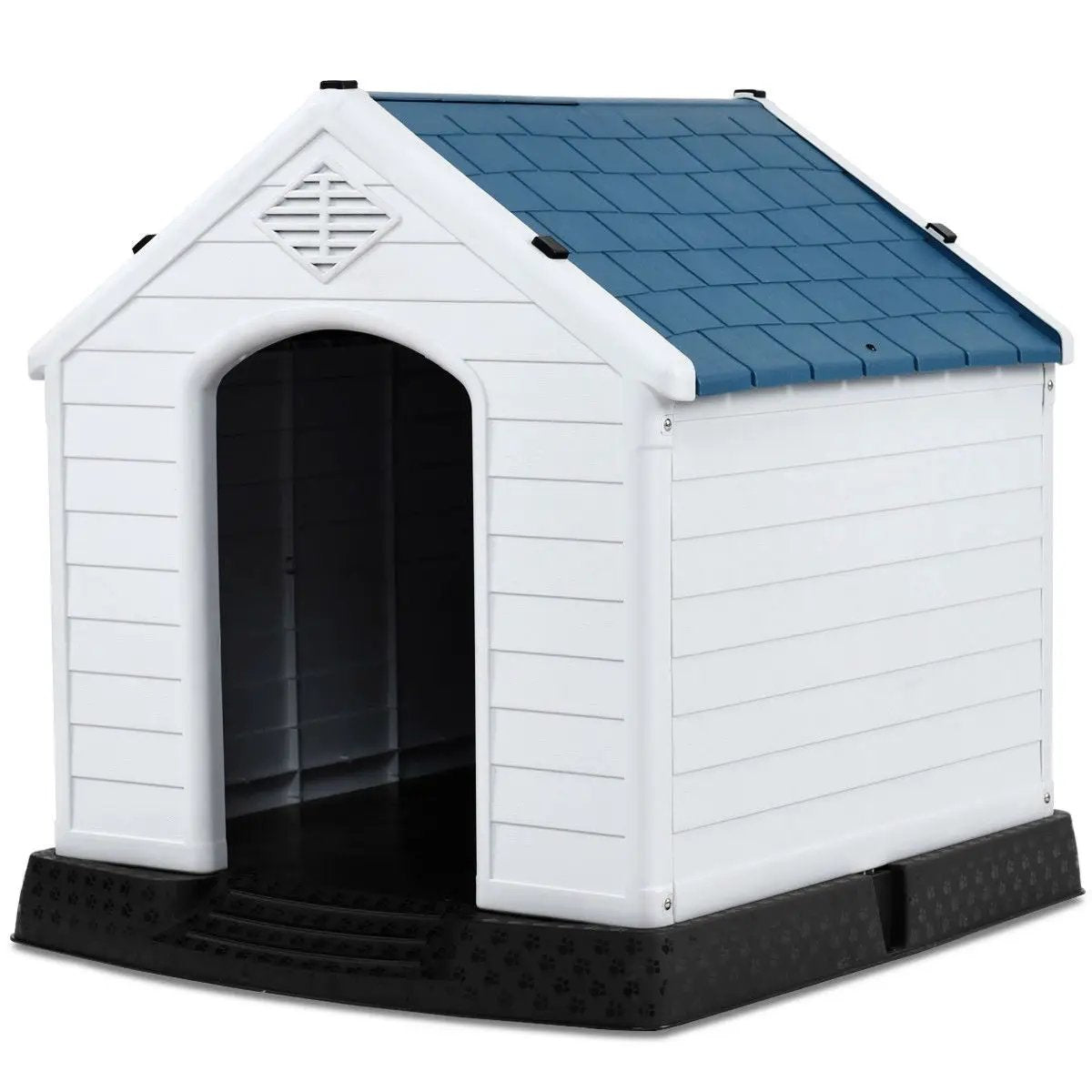 Medium size Outdoor Heavy Duty Blue and White Plastic Dog House by HomePacific