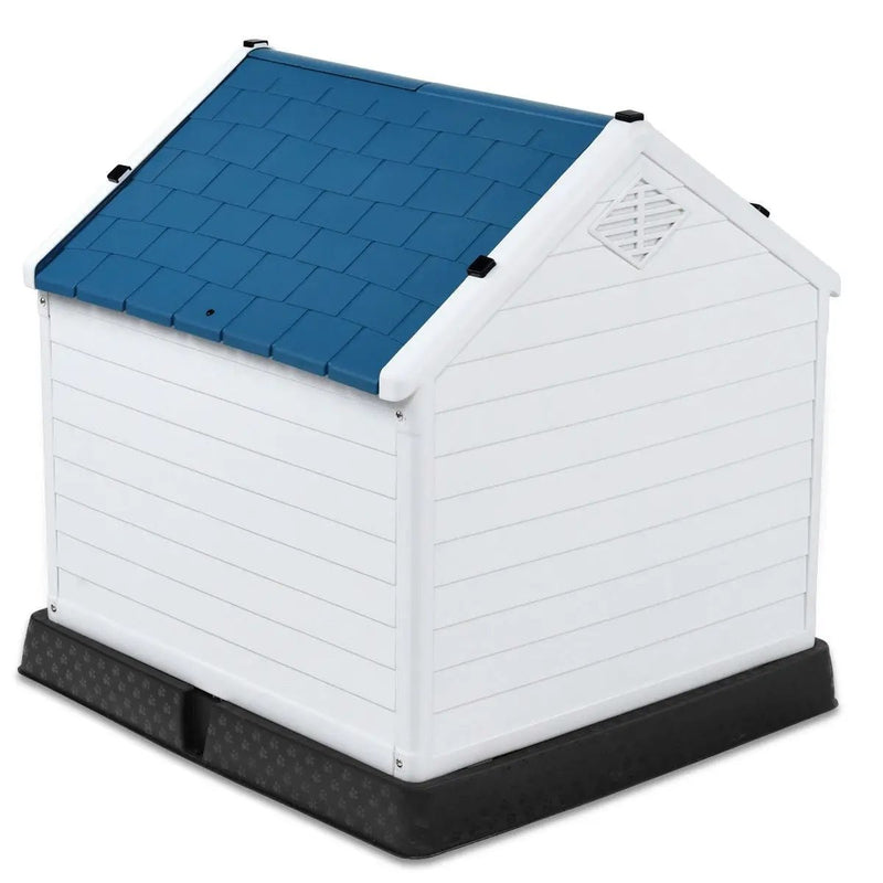 Medium size Outdoor Heavy Duty Blue and White Plastic Dog House by HomePacific