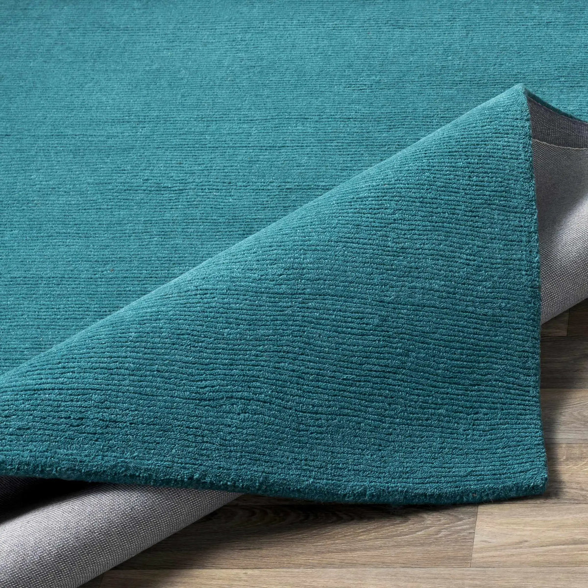 Brockton Solid Teal Wool Rug, photo 11 of 16