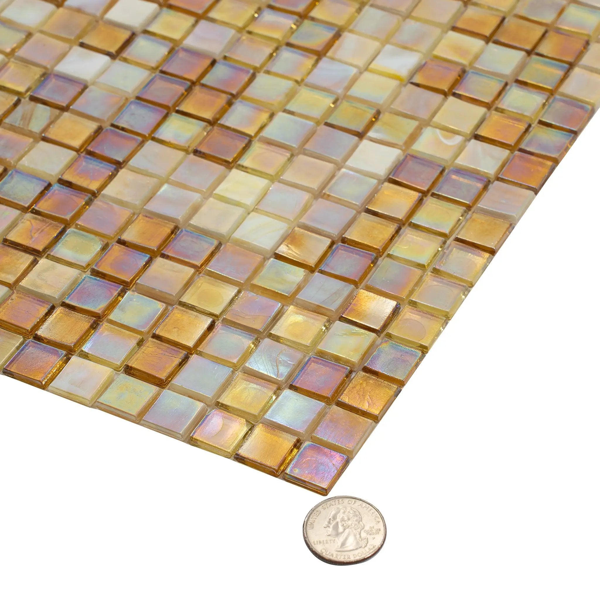 White Gold 12x12 Glossy Glass Uniform Square Mosaic Tile (20 pack, 18.69 sq ft/case) by Apollo Tile