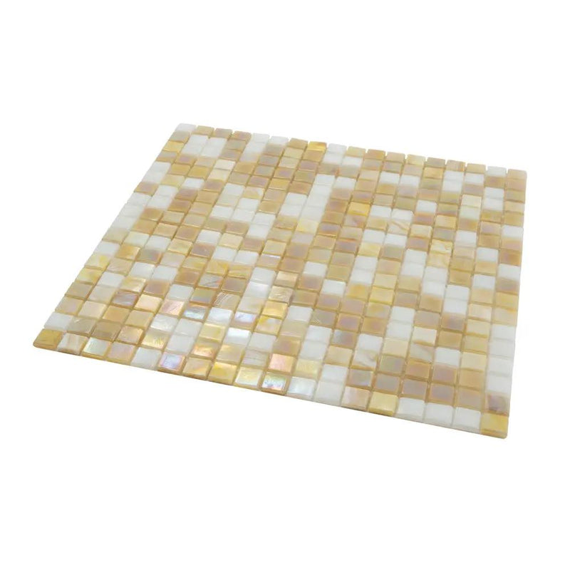 Yellow Gold White 12x12 Glossy Uniform Square Glass Mosaic Tile (20 pack, 18.69 sq ft/case) by Apollo Tile