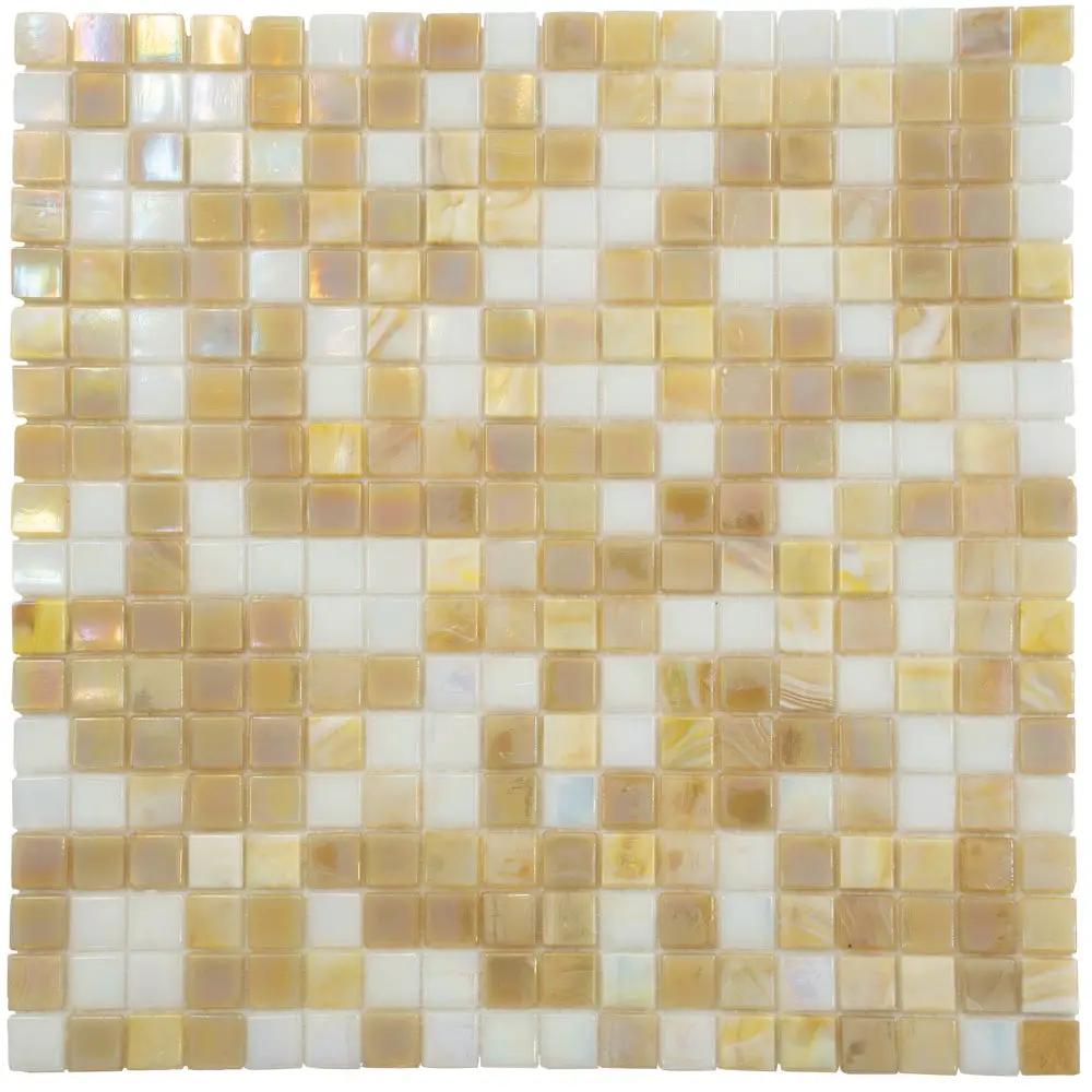 Yellow Gold White 12x12 Glossy Uniform Square Glass Mosaic Tile (20 pack, 18.69 sq ft/case) by Apollo Tile