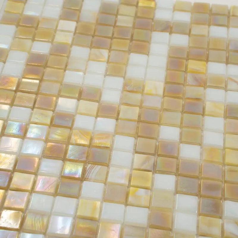 Yellow Gold White 12x12 Glossy Uniform Square Glass Mosaic Tile (20 pack, 18.69 sq ft/case) by Apollo Tile