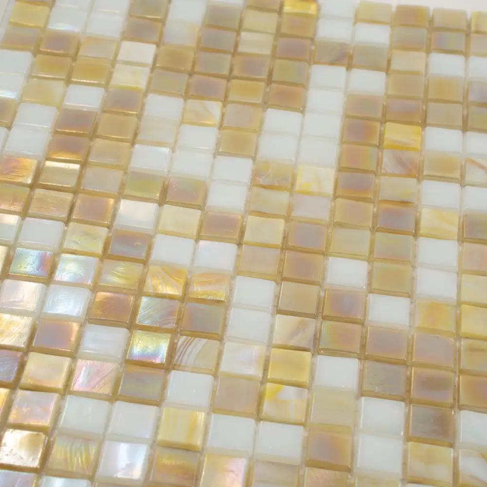 Yellow Gold White 12x12 Glossy Uniform Square Glass Mosaic Tile (20 pack, 18.69 sq ft/case) by Apollo Tile