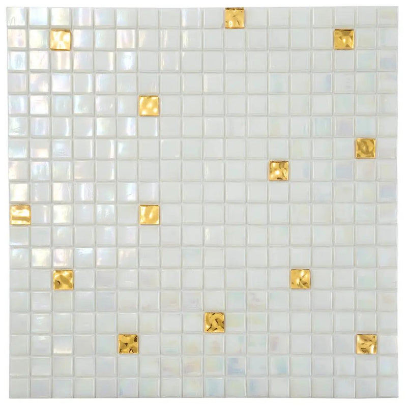 White Gold 12x12 Glossy Uniform Square Glass Mosaic Tile (20 pack, 18.69 sq ft/case) by Apollo Tile