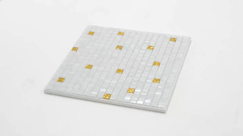 White Gold 12x12 Glossy Uniform Square Glass Mosaic Tile (20 pack, 18.69 sq ft/case) by Apollo Tile
