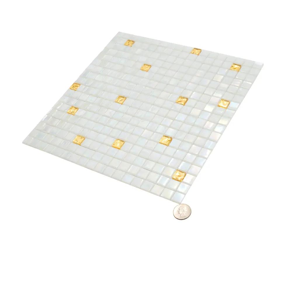 White Gold 12x12 Glossy Uniform Square Glass Mosaic Tile (20 pack, 18.69 sq ft/case) by Apollo Tile